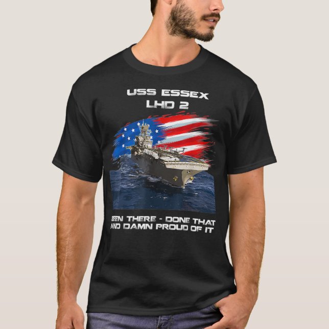 USS Essex LHD2 Amphibious Assault Ship Veteran USA T-Shirt (Front)