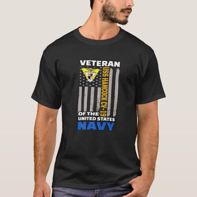 USS Hancock CV-19 Aircraft Carrier Veterans Day Fa T-Shirt (Front)
