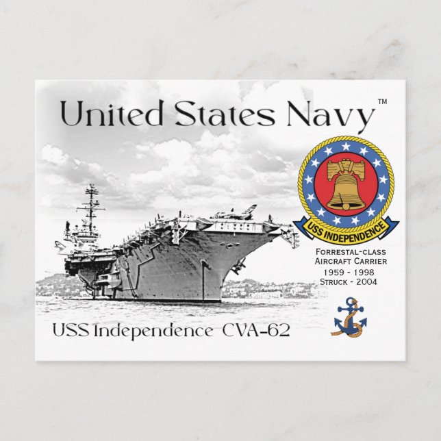 USS INDEPENDENCE CVA-62  CARRIER  Postcard (Front)