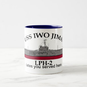 USS Iwo Jima, LPH-2, customisable dates served Two-Tone Coffee Mug