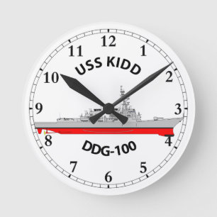 USS KIDD - DDG-100 - ARLEIGH BURKE  ROUND CLOCK