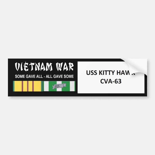 USS KITTY HAWK VIETNAM WAR VETERAN BUMPER STICKER (Front)