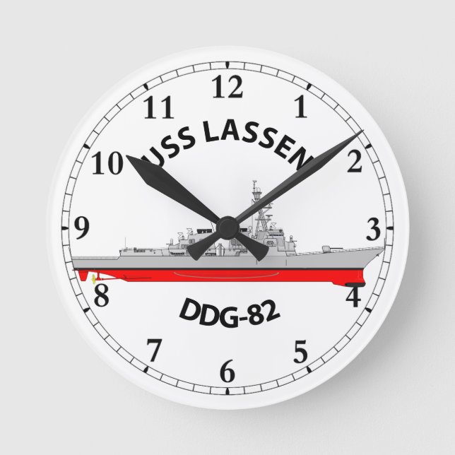 USS LASSEN - DDG-82 - ARLEIGH BURKE ROUND CLOCK (Front)