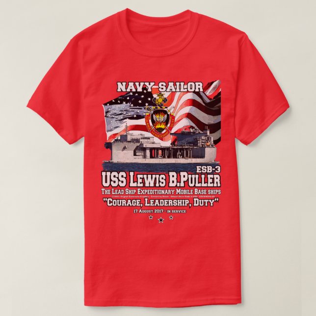 USS Lewis B Puller ESB3 Navy Ship veterans T-Shirt (Design Front)