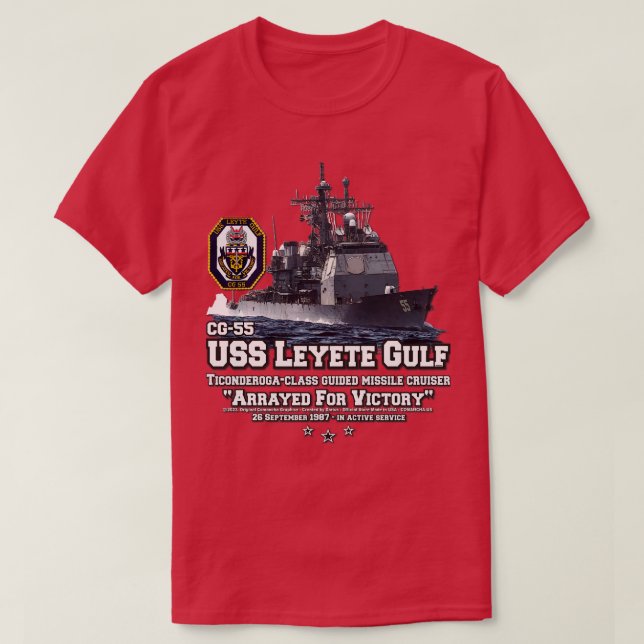 USS Leyte Gulf CG55 Navy Cruiser T-Shirt (Design Front)