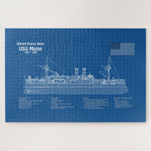 USS Maine - Ship Blueprint Plans ABD Jigsaw Puzzle