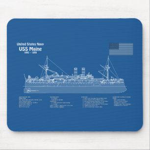 USS Maine - Ship Blueprint Plans ABD Mouse Pad