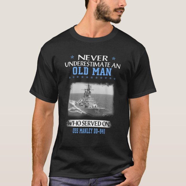 USS Manley DD 940 Destroyer Class Veterans Day Fat T-Shirt (Front)