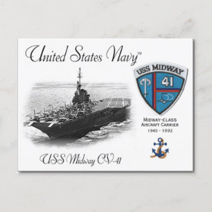 USS MIDWAY CV-41 AIRCRAFT CARRIER   -  Postcard