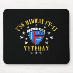 Uss Midway Cv 41 Aircraft Carrier Veteran Usa Flag Mouse Pad