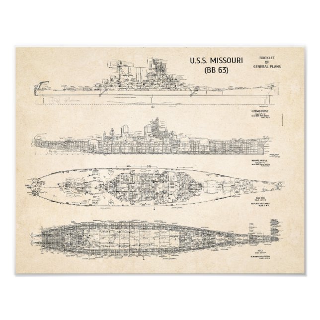 USS MISSOURI Blueprints Photo Print (Front)