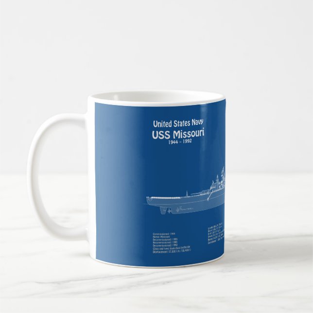 USS Missouri - Ship Blueprint Plans ABD Coffee Mug (Left)