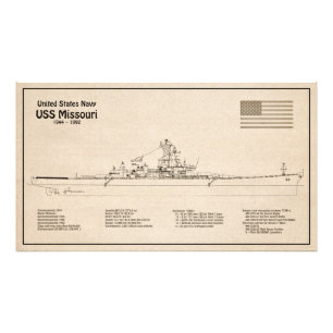 USS Missouri - Ship Blueprint Plans SD Photo Print