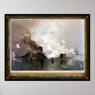 USS Monitor engaging the CSS Virginia - 1862 Poster