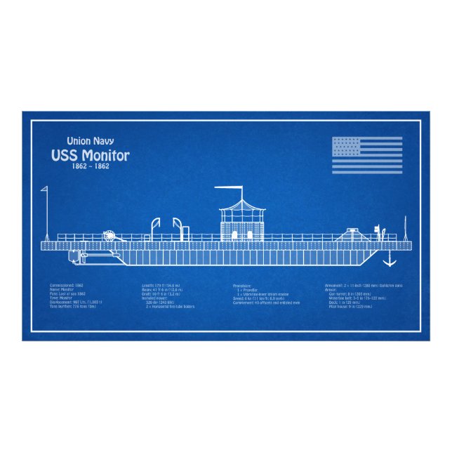USS Monitor - Ship Blueprint Plans ABD Photo Print (Front)