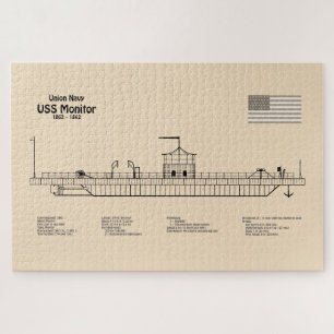 USS Monitor - Ship Blueprint Plans SD Jigsaw Puzzle