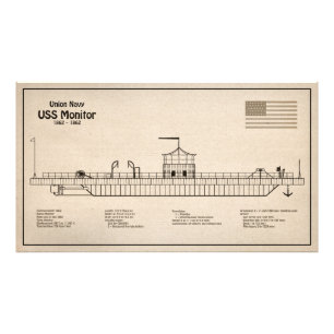 USS Monitor - Ship Blueprint Plans SD Photo Print