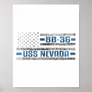 Uss Nevada Wwii Battleship Bb-36 Us Army  Poster