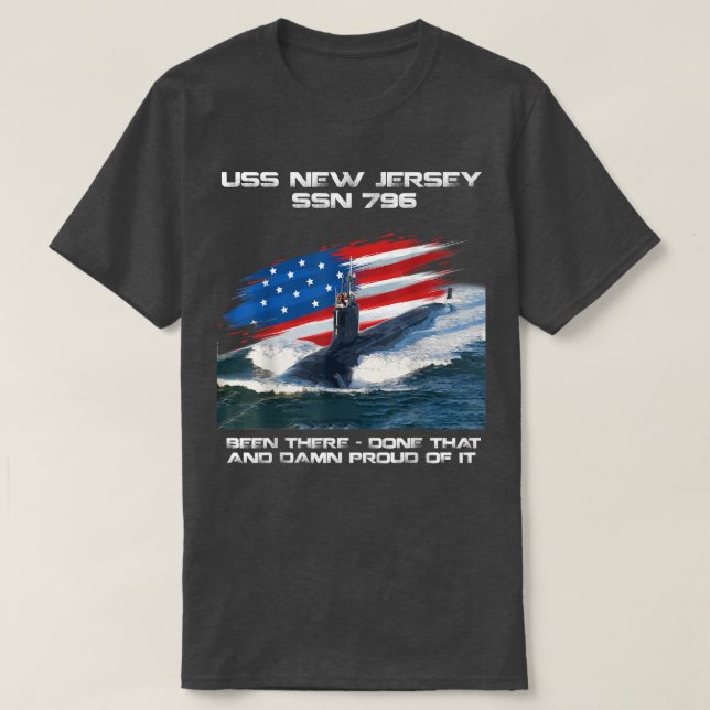 USS New Jersey SSN796 American Flag Submarine Vete T-Shirt (Design Front)