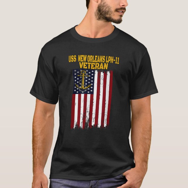 USS New Orleans LPH 11 Amphibious Ship Helicopter  T-Shirt (Front)