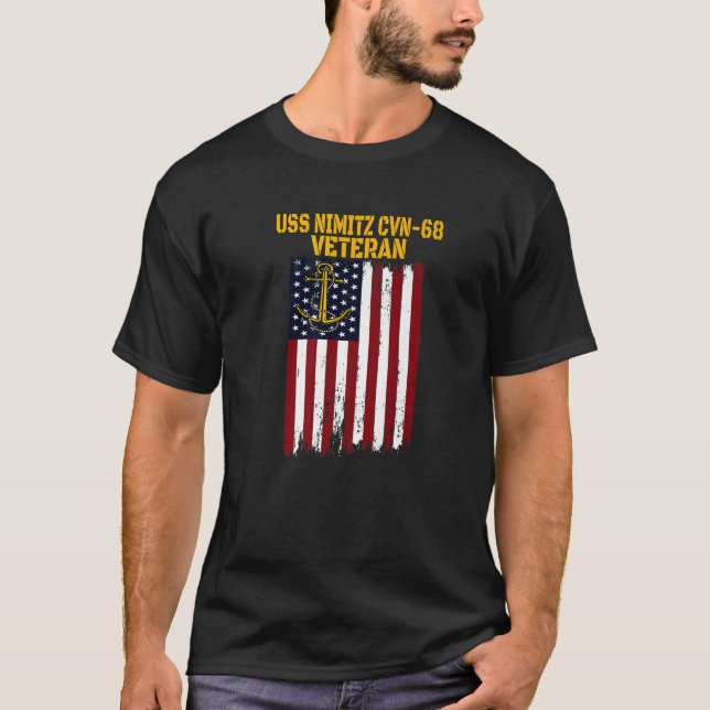 USS Nimitz CVN-68 Aircraft Carrier Veteran's Day F T-Shirt (Front)