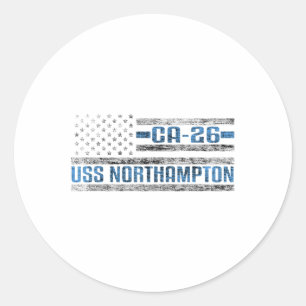 Uss Northampton World War Cruiser Ca-26 Us Army Classic Round Sticker