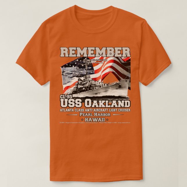 USS Oakland CL95 light cruiser veterans T-Shirt (Design Front)