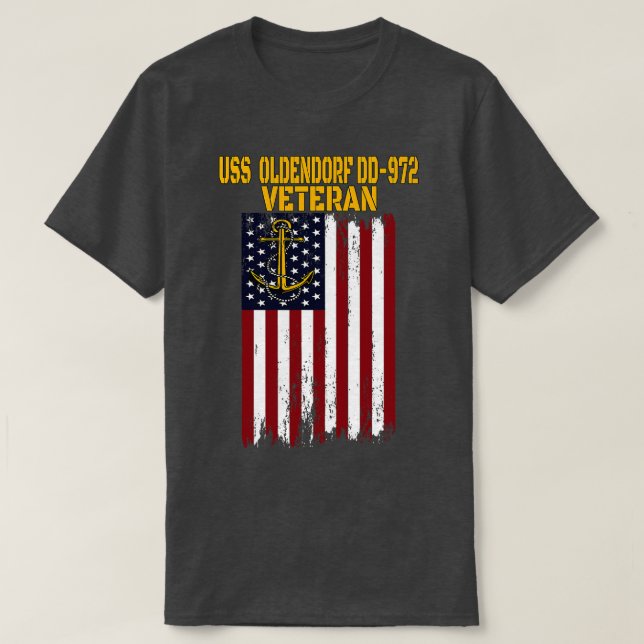 USS Oldendorf DD972 Warship Veterans Day Fathers D T-Shirt (Design Front)