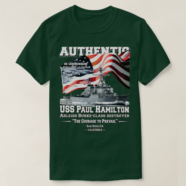 USS Paul DDG60 Arleigh Burkeclass destroyer T-Shirt (Design Front)