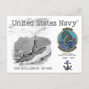 USS QUILLBACK SS-424 SUBMARINE Postcard