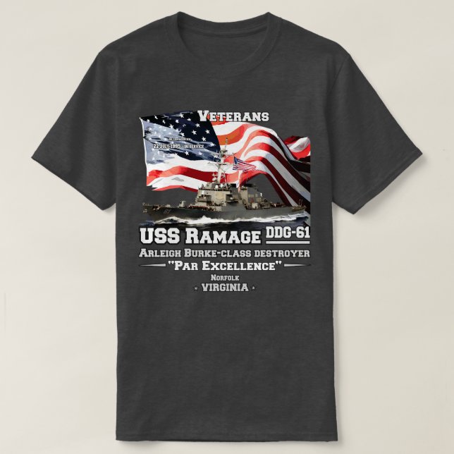 USS Ramage DDG61 Destroyer T-Shirt (Design Front)