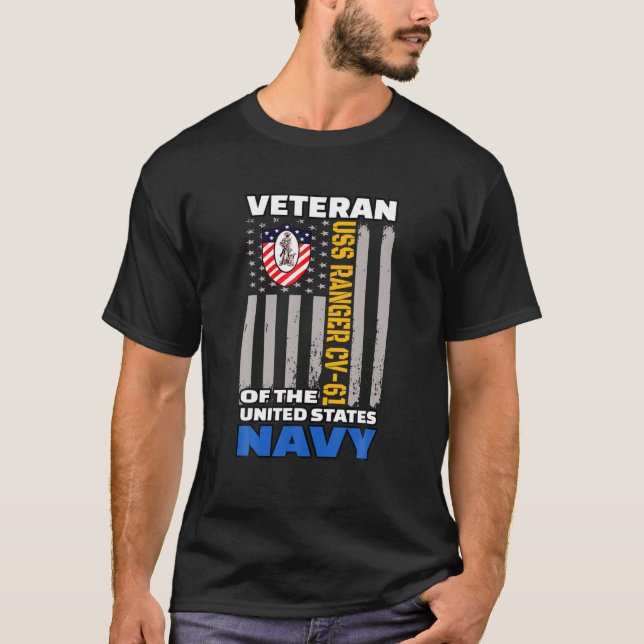 USS Ranger CV-61 Aircraft Carrier Veterans Day Fat T-Shirt (Front)