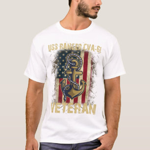 Uss Ranger Cva-61 Veteran America Flag  T-Shirt