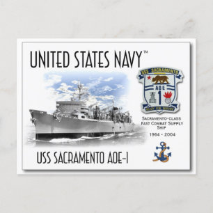 USS SACRAMENTO AOE-1 FAST COMBAT SUPPORT -Postcard Postcard