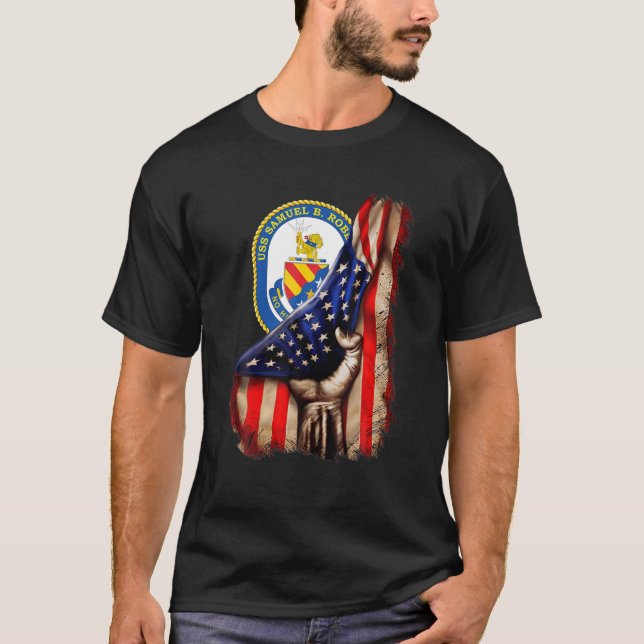 USS Samuel B. Roberts FFG-58 American Flag T-Shirt (Front)