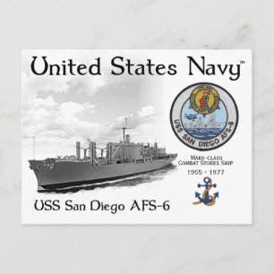 USS SAN DIEGO AFS-6  COMBAT STORES SHIP      POSTCARD