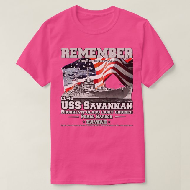USS Savannah CL42 cruiser navy veterans T-Shirt (Design Front)
