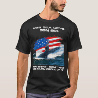 USS Sea Devil SSN664 American Flag Submarine Veter T-Shirt