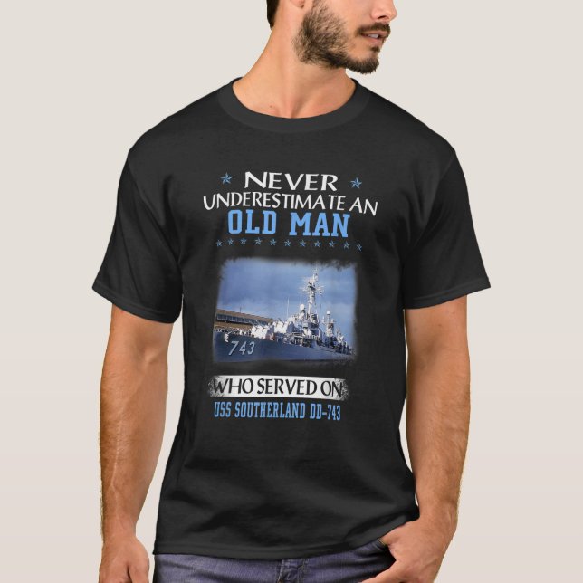 USS Southerland DD 743 Destroyer Class Veteran Fat T-Shirt (Front)