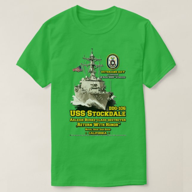 USS Stockdale DDG106 Destroyer Veterans T-Shirt (Design Front)
