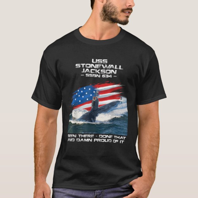 USS Stonewall Jackson SSBN 634 American Flag Subma T-Shirt (Front)