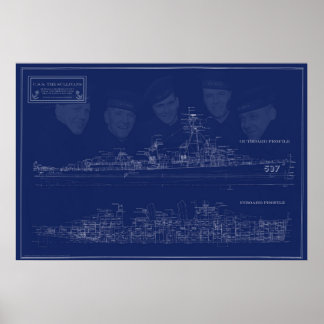 USS The Sullivans blueprint with brothers Poster