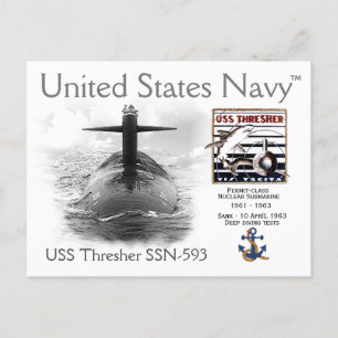 USS THRESHER SSN-593 SUBMARINE POSTCARD