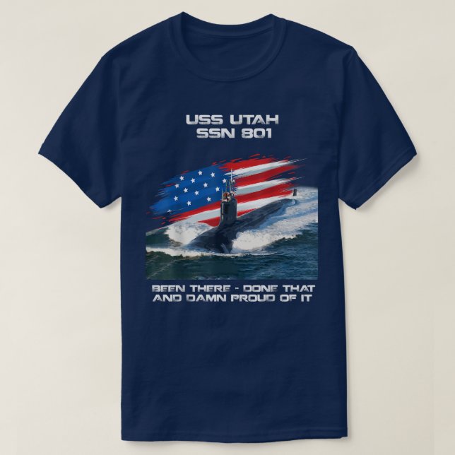 USS Utah SSN801 American Flag Submarine Veteran Xm T-Shirt (Design Front)