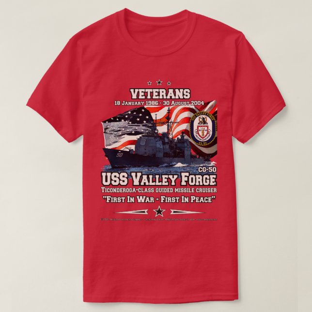USS Valley Forge CG50 US Navy cruiser veterans T-Shirt (Design Front)