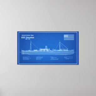 USS Vesuvius - Ship Blueprint Plans ABD Canvas Print