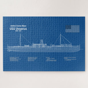 USS Vesuvius - Ship Blueprint Plans ABD Jigsaw Puzzle