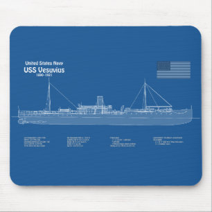 USS Vesuvius - Ship Blueprint Plans ABD Mouse Pad