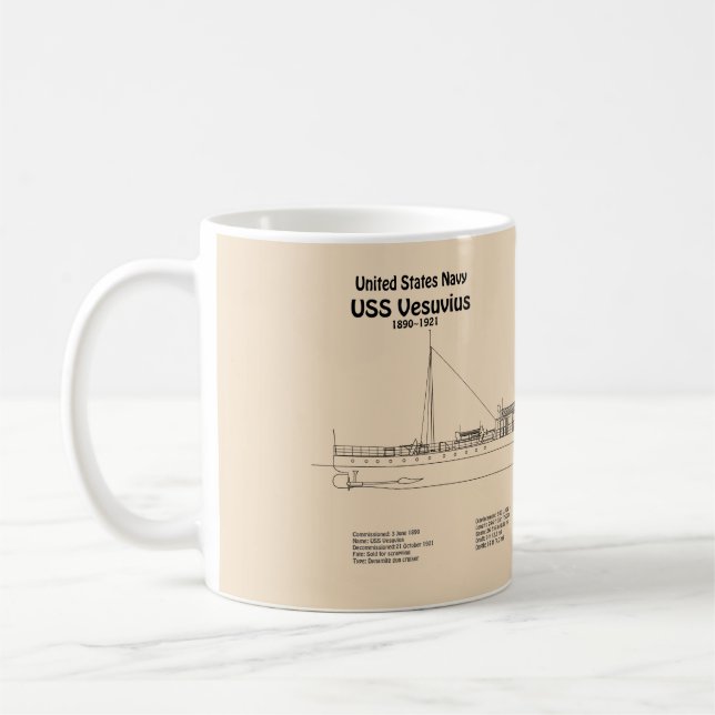 USS Vesuvius - Ship Blueprint Plans SD Coffee Mug (Left)