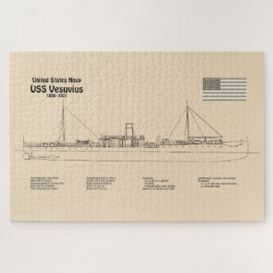 USS Vesuvius - Ship Blueprint Plans SD Jigsaw Puzzle